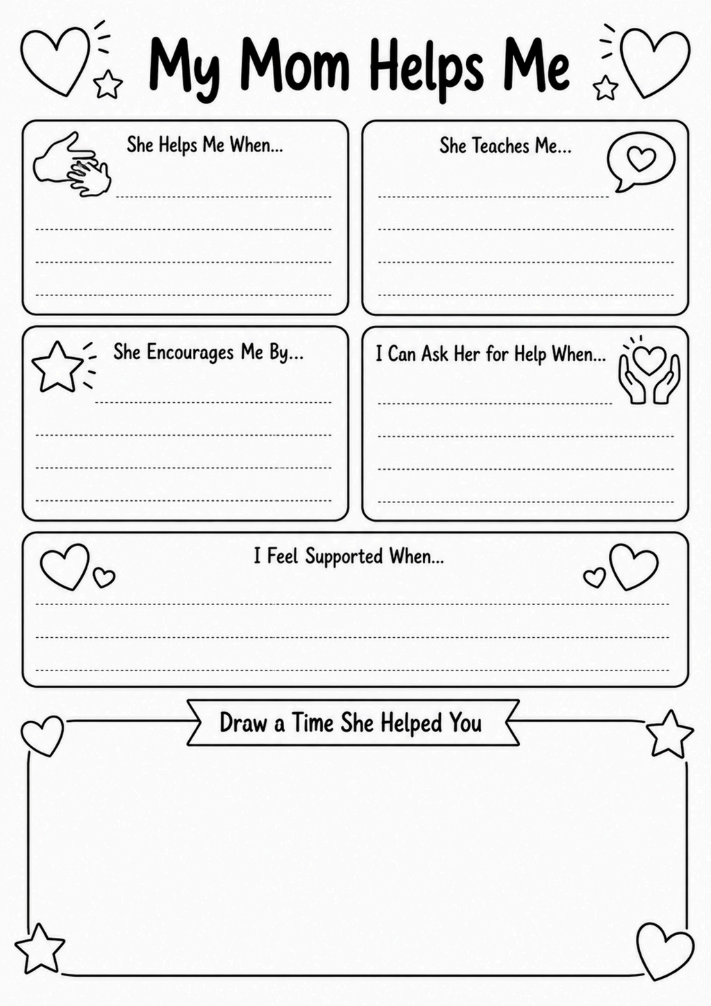 My Mom Helps Me Worksheet