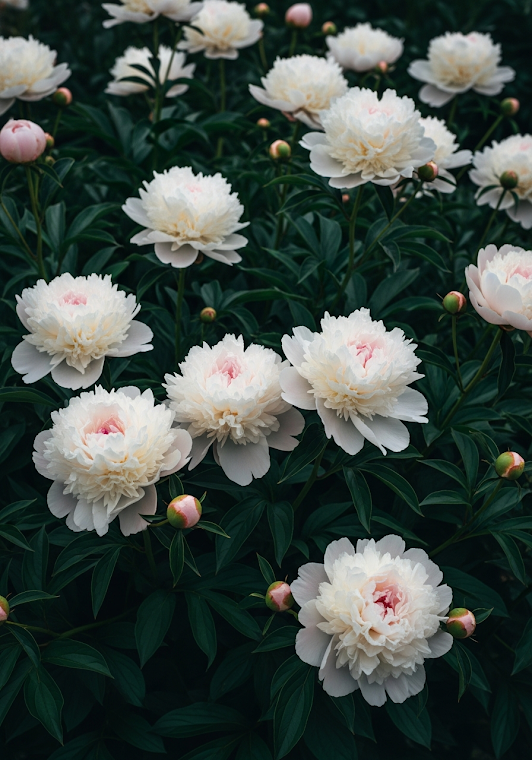 Full Frame White Peony Bush