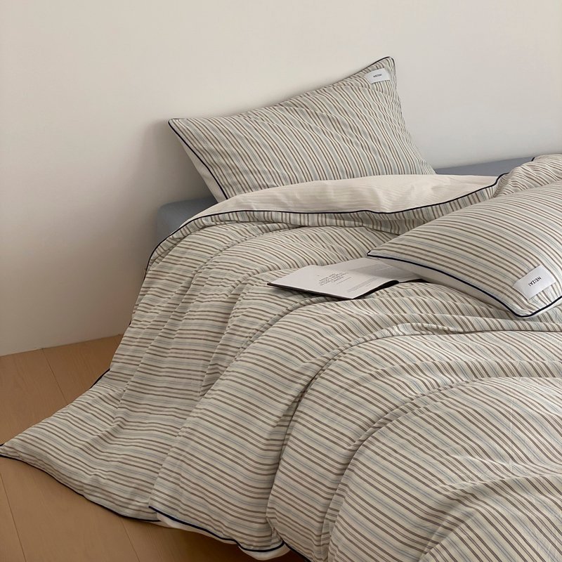 Cotton Bedding Set, 4-piece, Striped Pattern