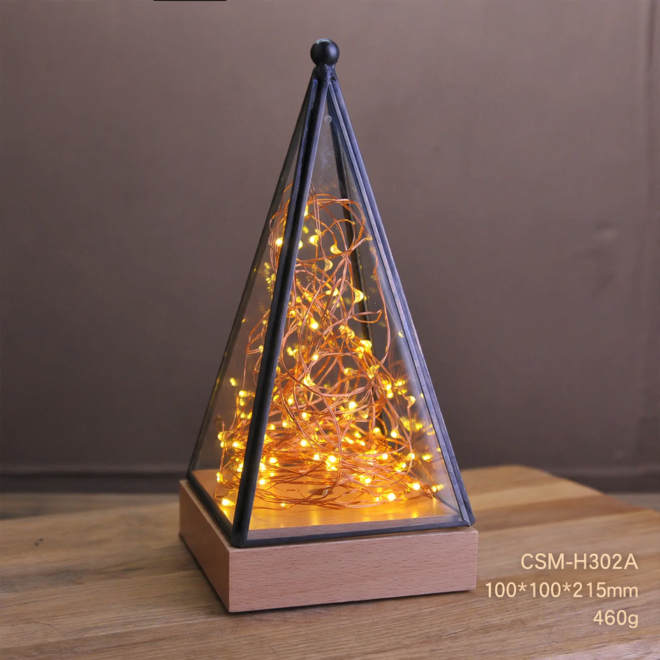 LED night light in glass dome with copper wire