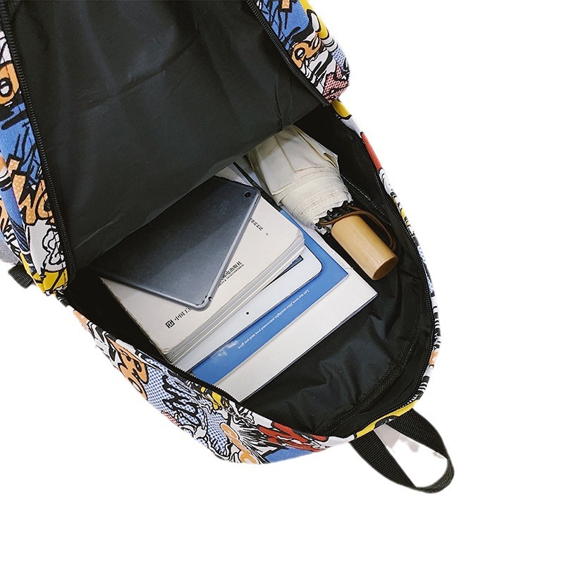 Canvas backpack with lettering design, under 20 L