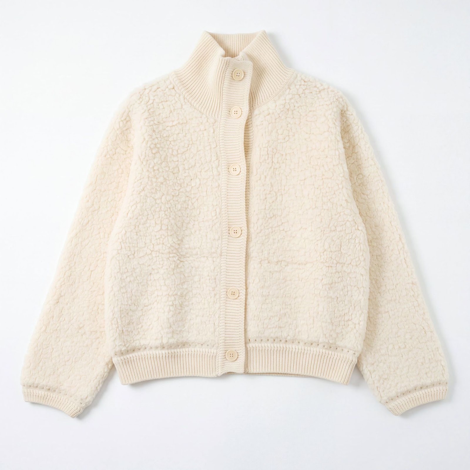 Women's wool cardigan, high-necked