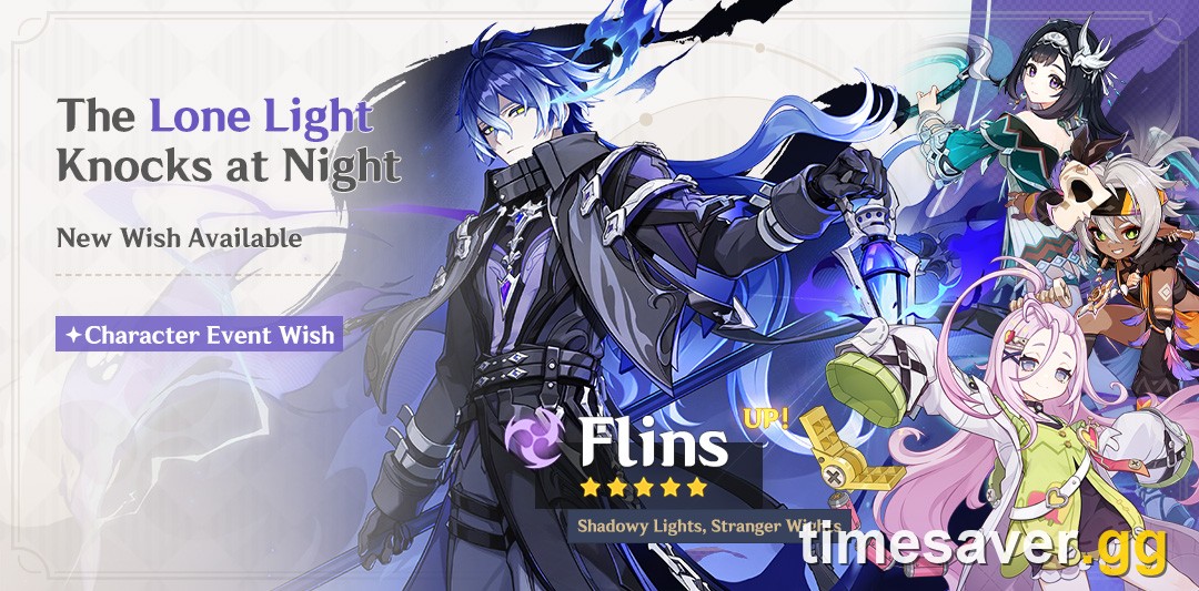 The Lone Light Knocks at Night Event Wish banner featuring Flins, the Version 7.0 Phase II character banner