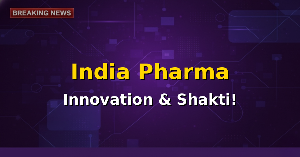 Stylized image depicting pharmaceutical research and innovation with the India Gate in the background, symbolizing India's progress in biopharma.