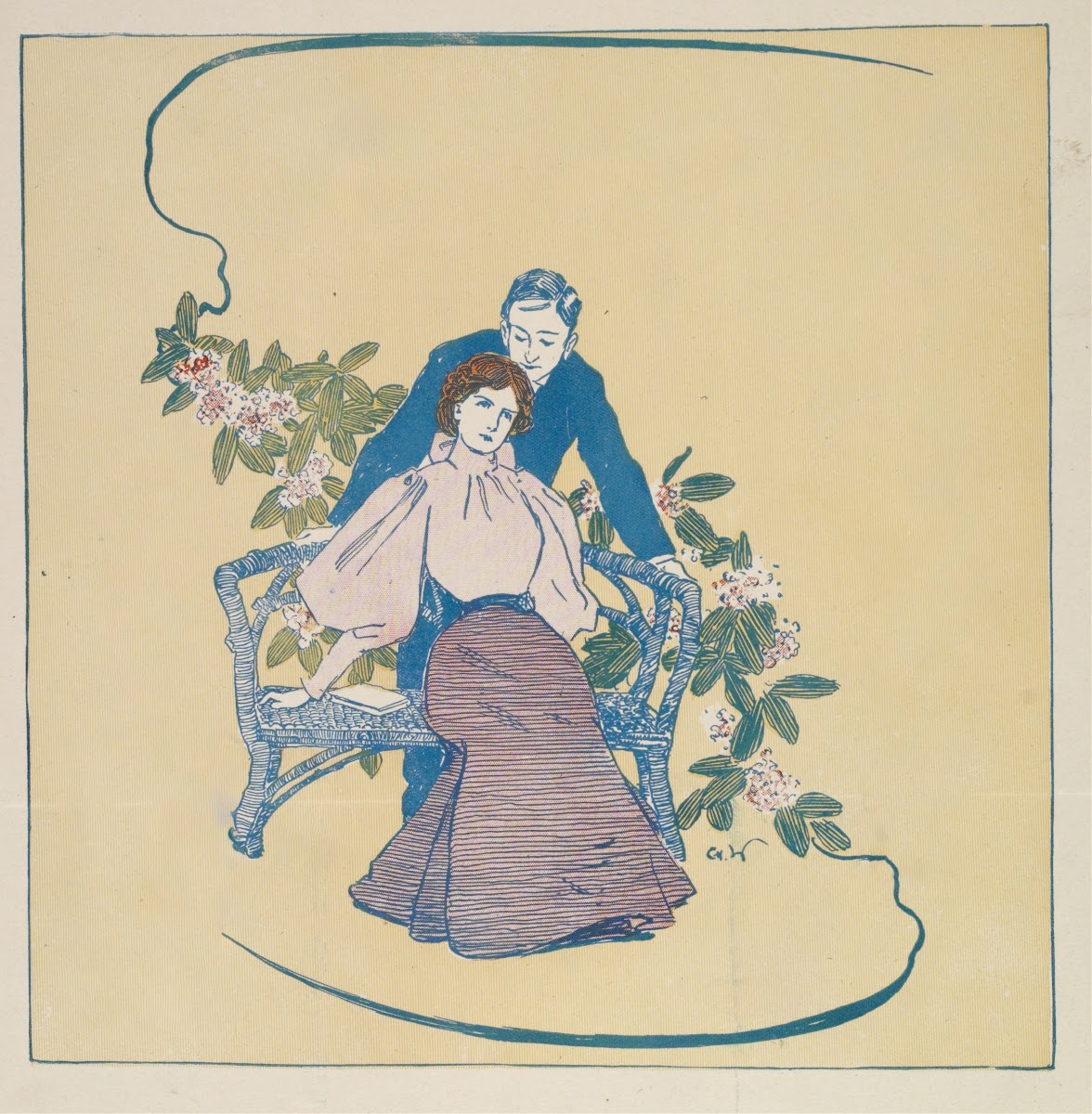 Couple surrounded by flowers 1895   1896