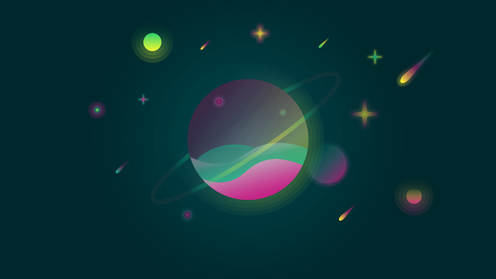 A Stunning Minimalism, Colorful, Comet, Planet 8K Desktop and Mobile Wallpaper Background (8000x4500)