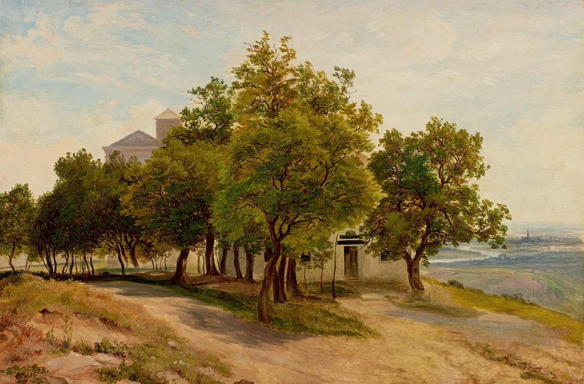 Baumgruppe auf dem Kahlenberg mit Blick auf Wien 1840