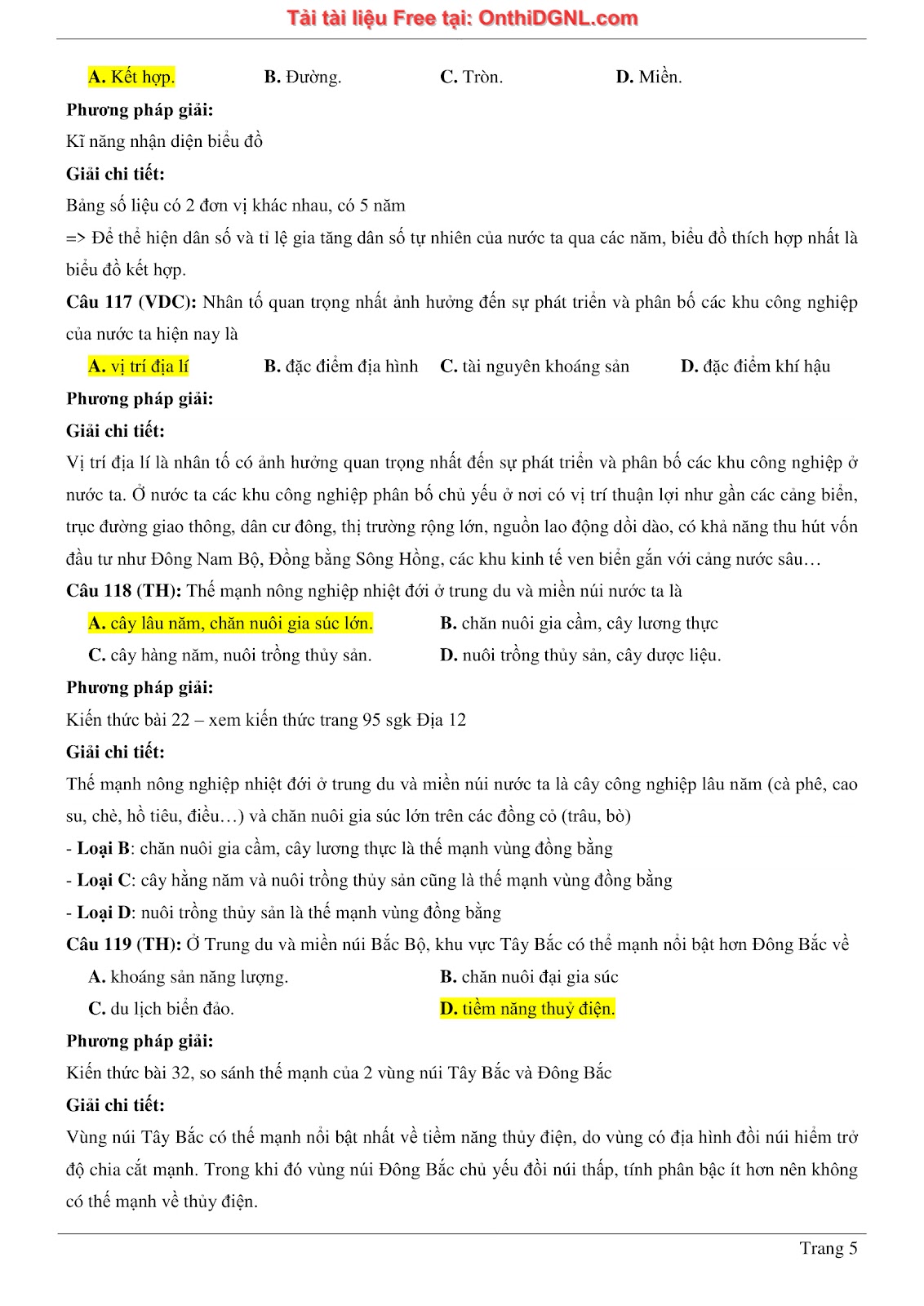 150bài tập môn Địa Lý - Ôn thi ĐGNL ĐHQG TP hà nội Phần 12