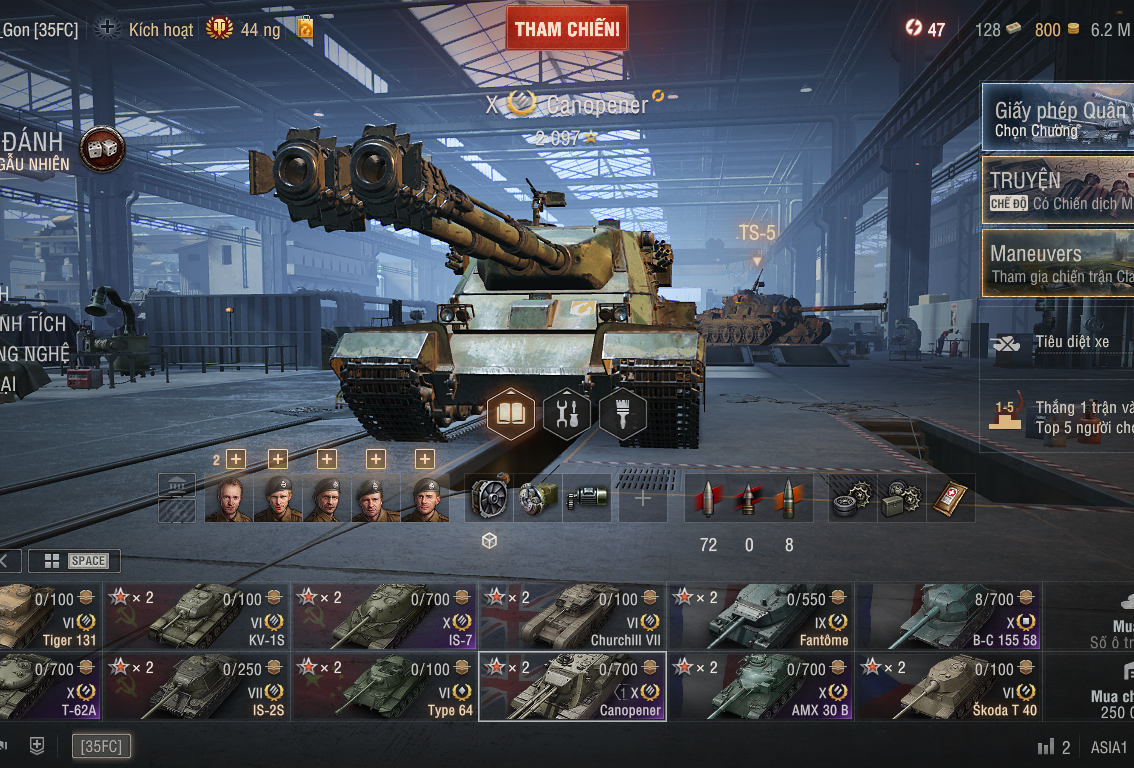 Acc World of Tanks PC sở hữu 5 tank X gồm IS-7, T-62A, AMX 3...