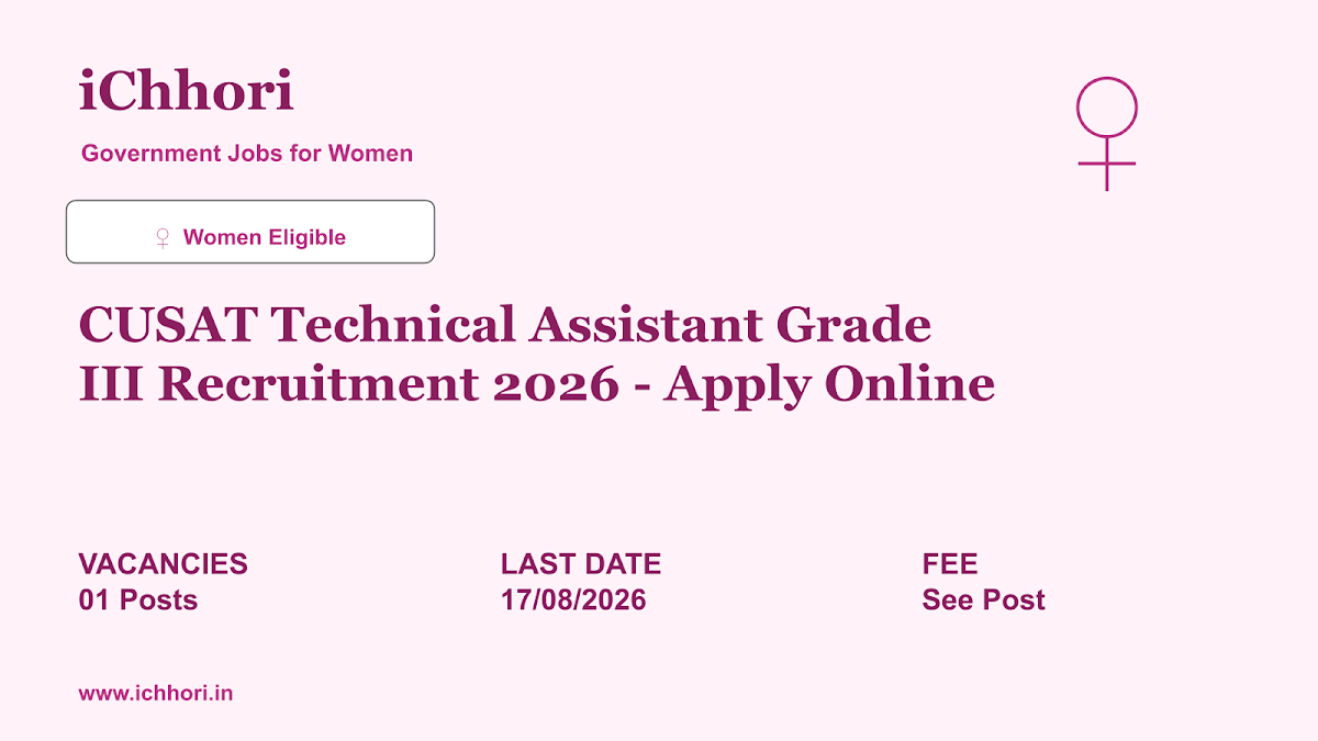 CUSAT Technical Assistant Grade III Recruitment 2026 - Apply Online - iChhori