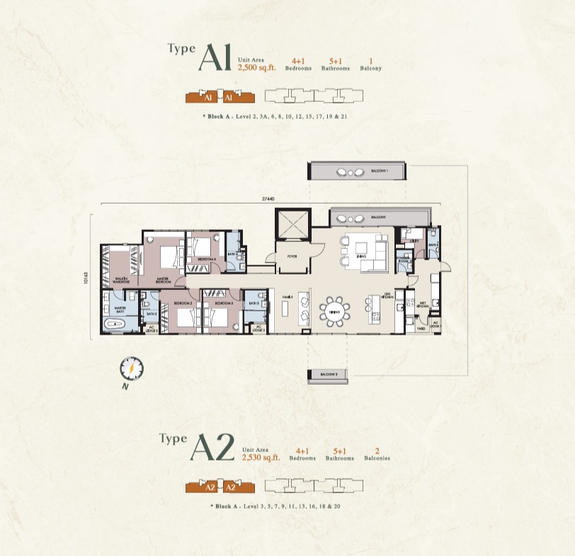 Stellar Damansara Type A floor plan — 2028 sq ft, 5 bedrooms