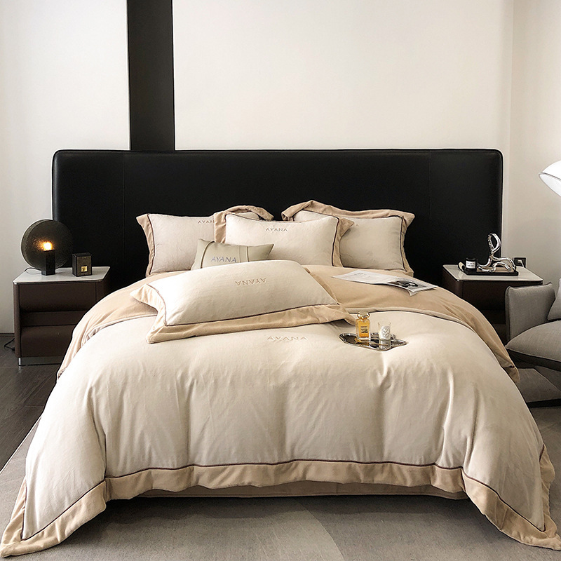 Milk fiber fleece bedding set, embroidered