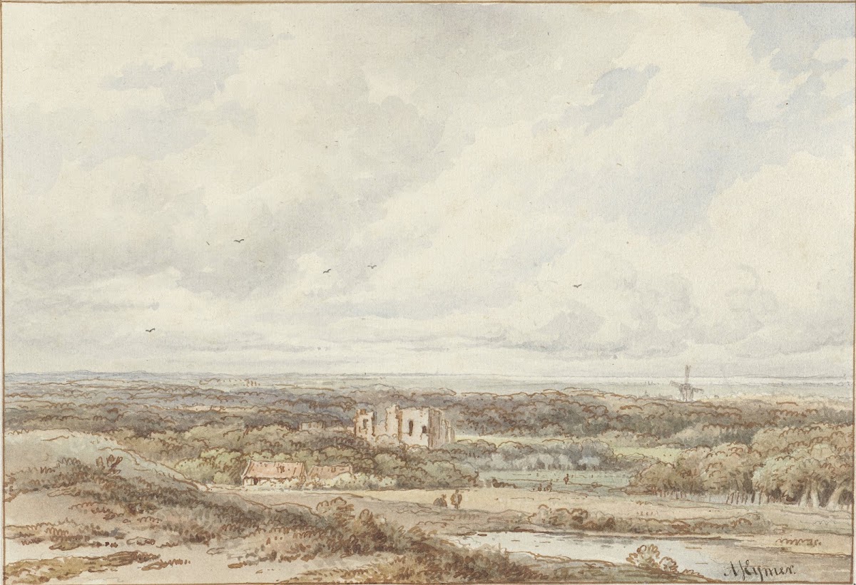 Gezicht vanuit de duinen op de ruïne van Brederode 1813   1863