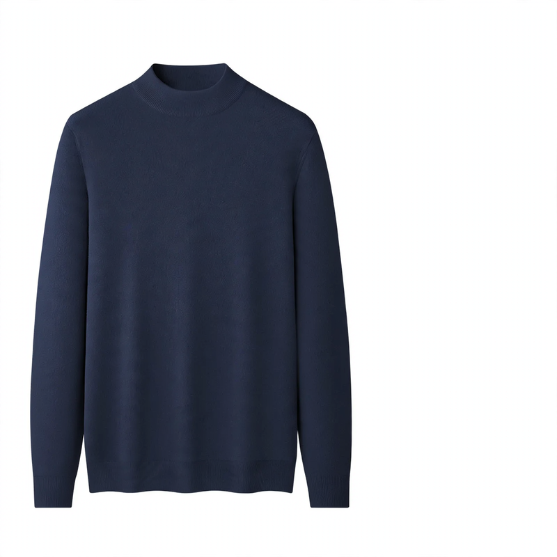 Men's Wool-Modal Pullover with Stand-Up Collar