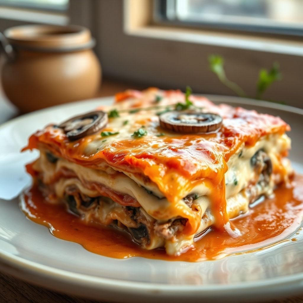 Creamy Mushroom Lasagna Meatless Recipe – Easy Weeknight Comfort finished