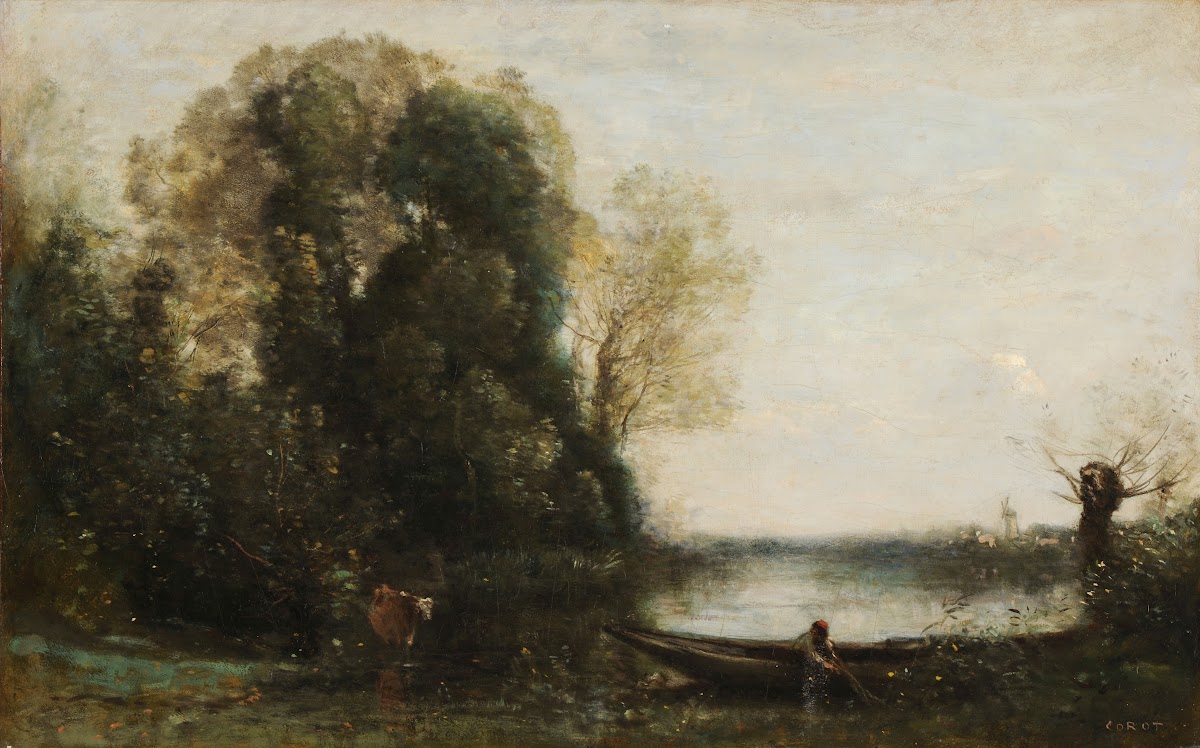 Le pêcheur en barque à la rive 1860 1865