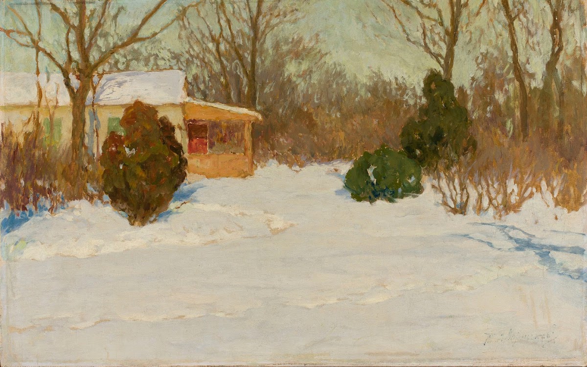 House In A Park In Winter