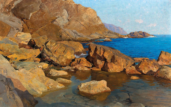 Felsige Küste bei Nervi in Abendsonne