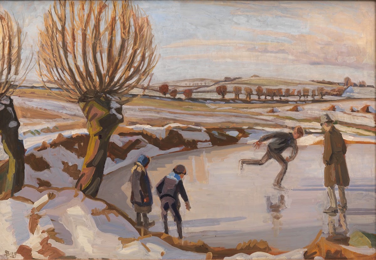 Vinteren er kommet Landskab med skøjteløbere 1918   1921