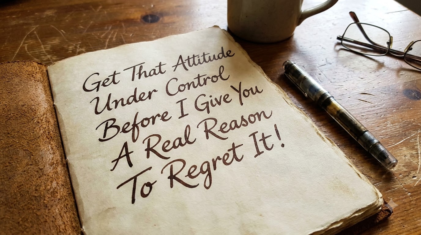 Get That Attitude Under Control Before I Give You A Real Reason To Regret It!