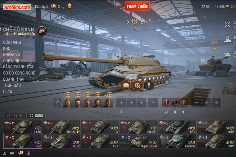 Bán Tài Khoản World of Tanks 3 tank Cấp 10, 18K Trái Phiếu,...