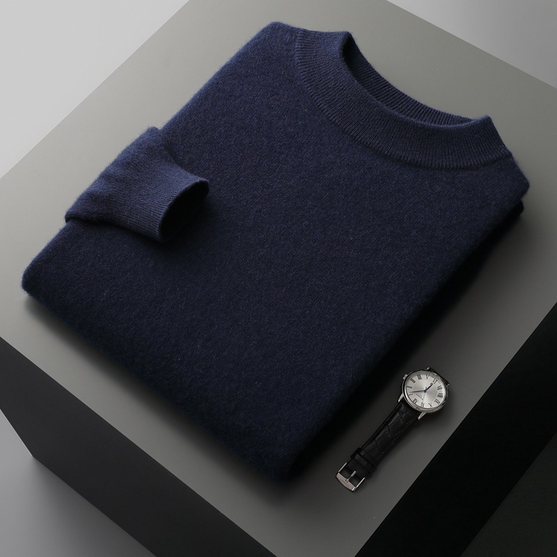 Men's Cashmere Sweater, Stand-up Collar, Pure Wool