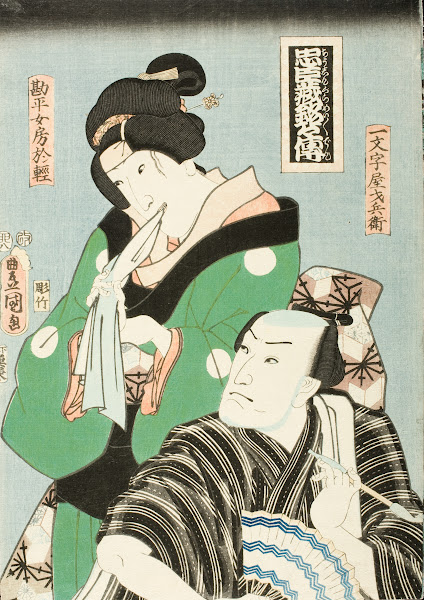 Actors in Roles of Kanpeis wife Okaru and Ichimonjiya Saibei from the Play Chūsh