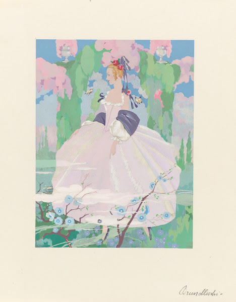 La Guirlande  Woman in pink dress in garden 1919 1920