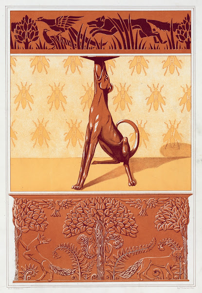 Faisans et renard frise cuivre découpé Chien chandelier Abeilles semis Renards é