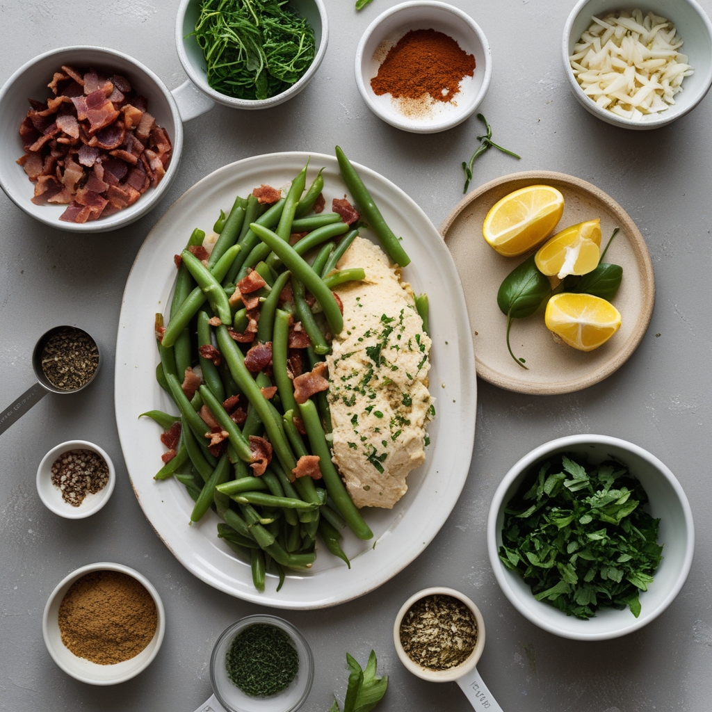 Ingredients for Bacon Loaded Green Bean Casserole: Easy Homemade Comfort Food