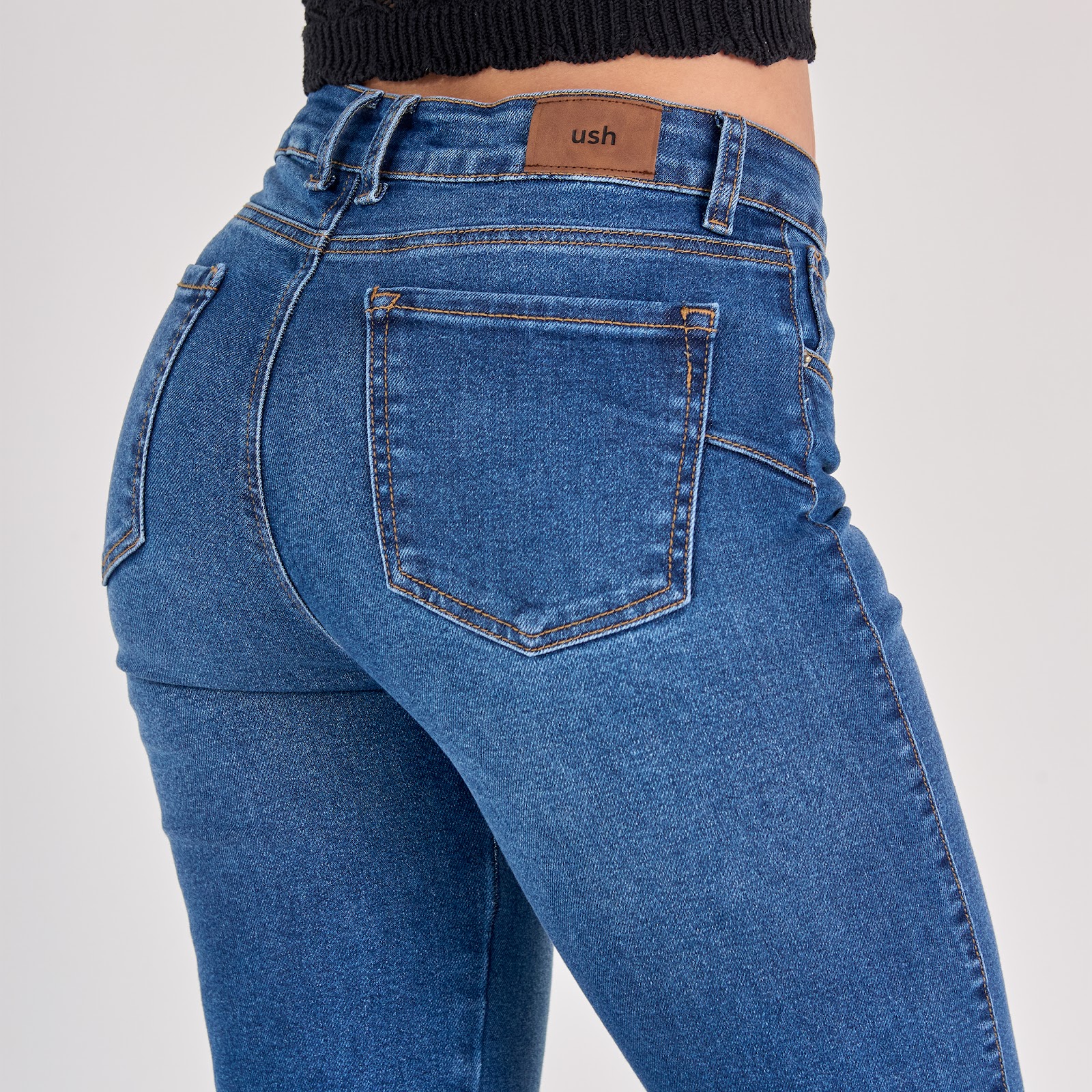 Jean dama flare tiro medio licrado, color Azul oscuro - Vista 5