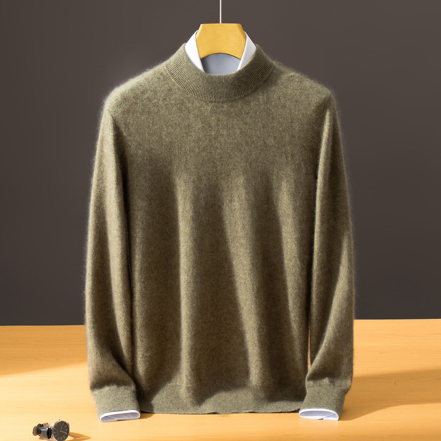 Men's Cashmere Sweater, Round Neck, Business Casual