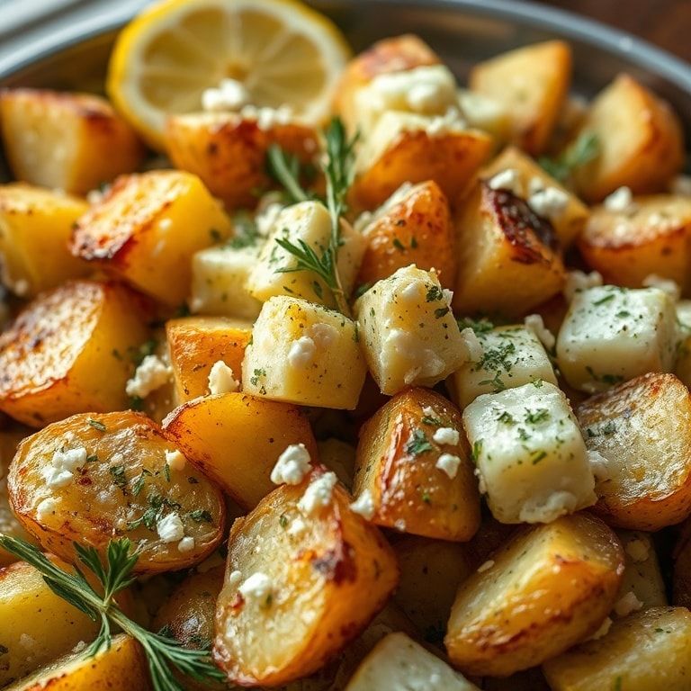 Crispy Greek Roast Potatoes with Zesty Lemon Feta Twist: Quick, Homemade, Crowd‑Pleaser