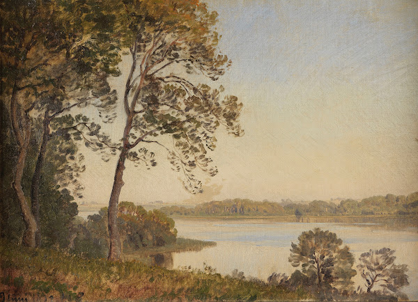 Dänische Landschaft mit Blick über einen Fjord 1877