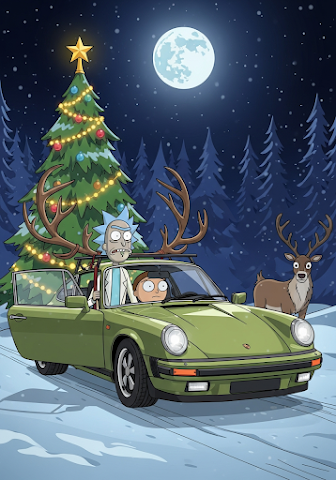 Christmas Rick and Morty Porsche