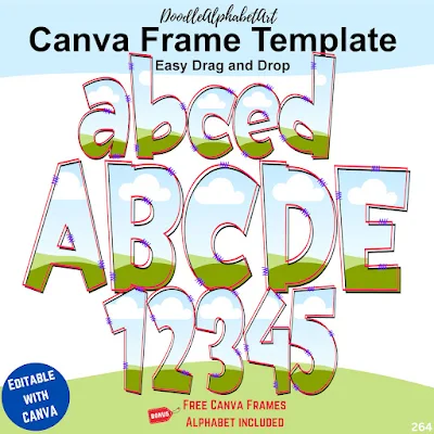 Editable doodle Canva frame preview for Canva Frames Kids Doodle Font Alphabets