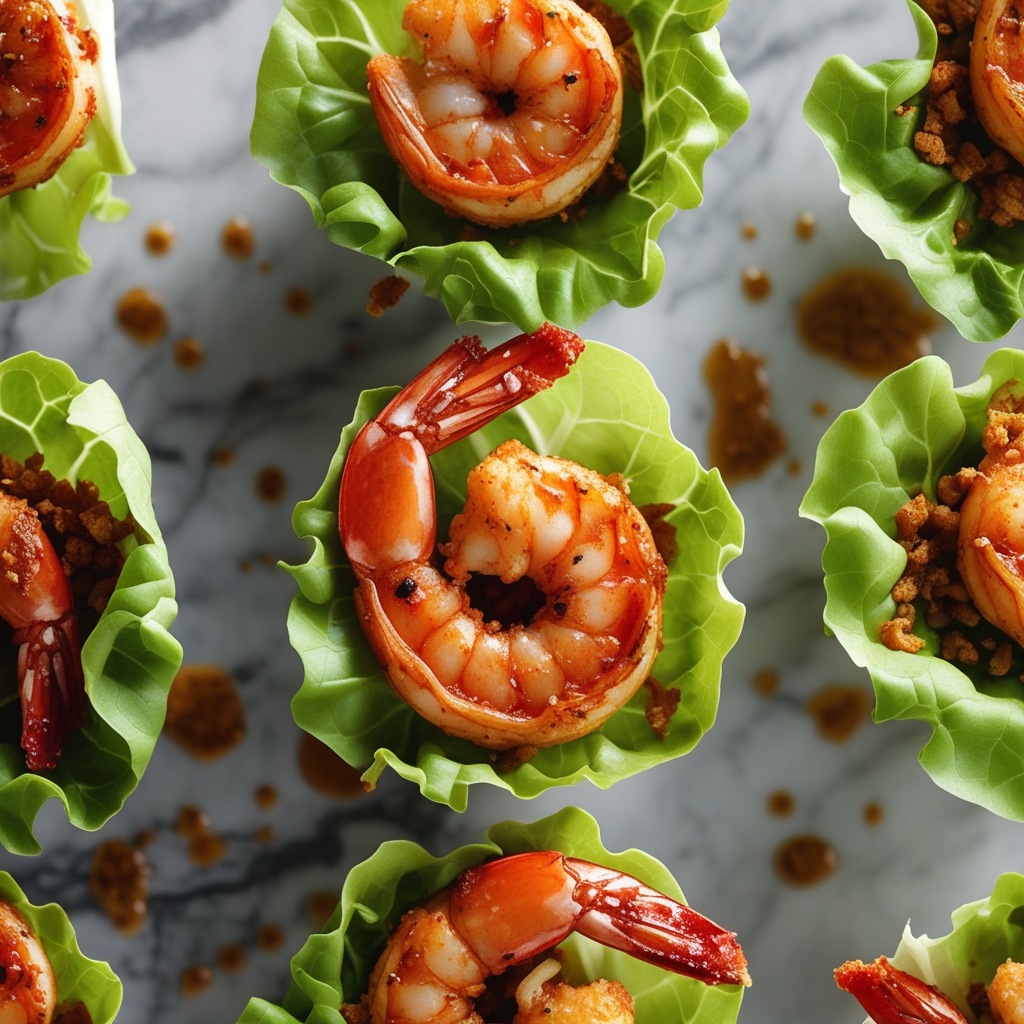 Final Crispy Air Fryer Cajun Shrimp Lettuce Cups with Spicy Remoulade