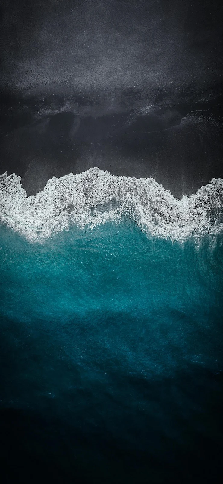 Black Sand Beach Waves - Aerial Photography Full HD iPhone Wallpaper (1284x2778)