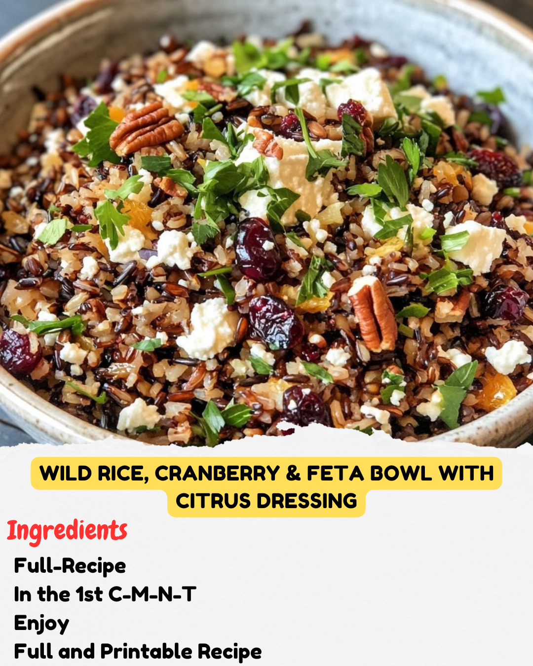 Wild Rice, Cranberry & Feta Bowl with Citrus Dressing