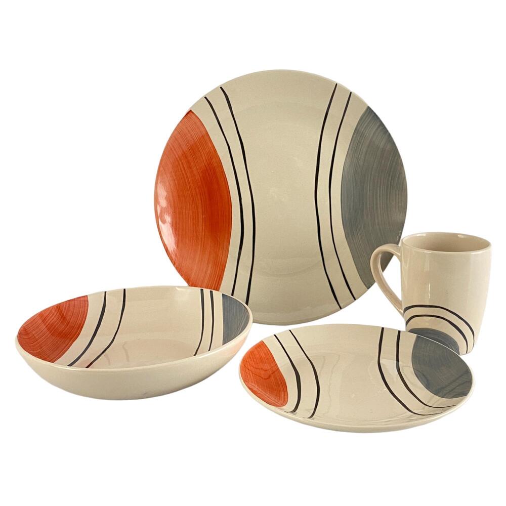 Vajilla de cerámica Noritex™ para 4 personas, 14 piezas