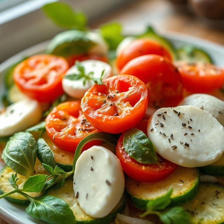 Fresh Cucumber Caprese Salad with Cherry Tomatoes and Mozzarella – Quick, Easy Homemade Side Dish