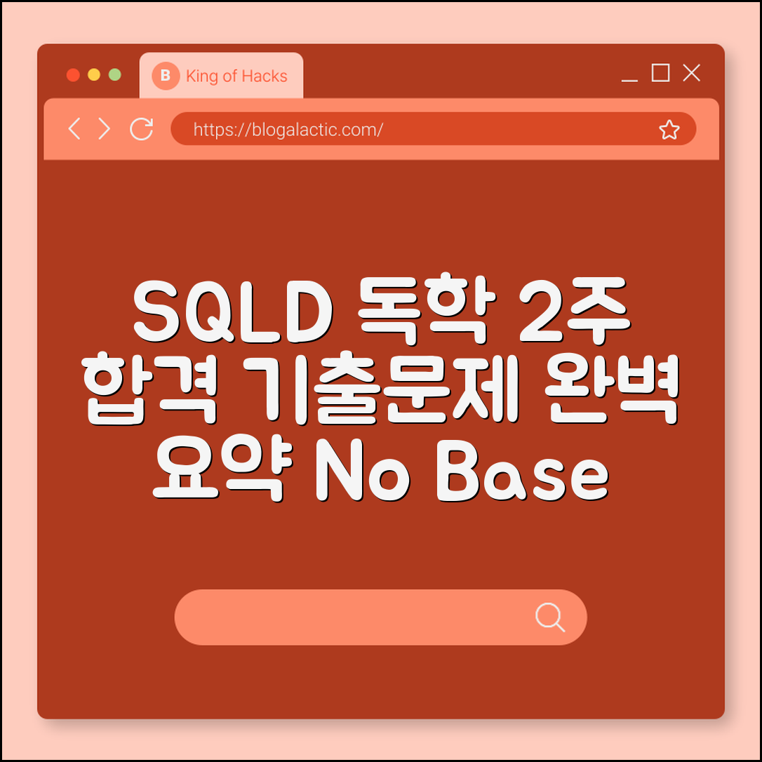 SQL 자격증(SQLD) 독학 공부법 및 2주 합격 후기 (데이터베이스, 기출문제 요약, 노베이스 공부)