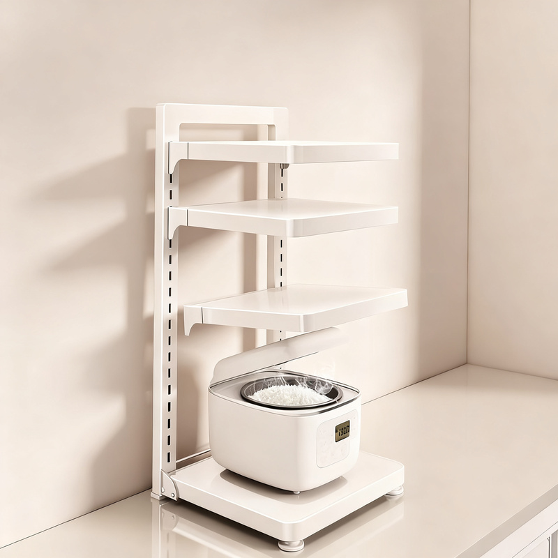 Multi-tiered kitchen shelf for pots and pans