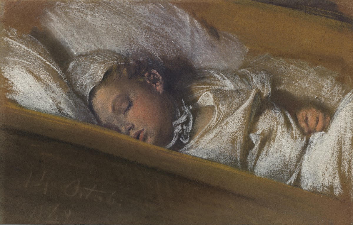 An Infant Asleep In His Crib 1848