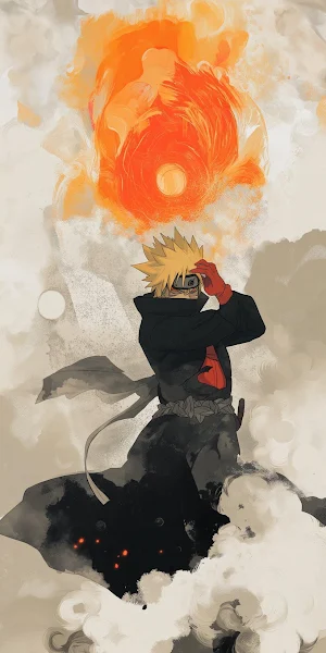 Minato Namikaze Fire Rasengan iPhone Wallpaper Background
