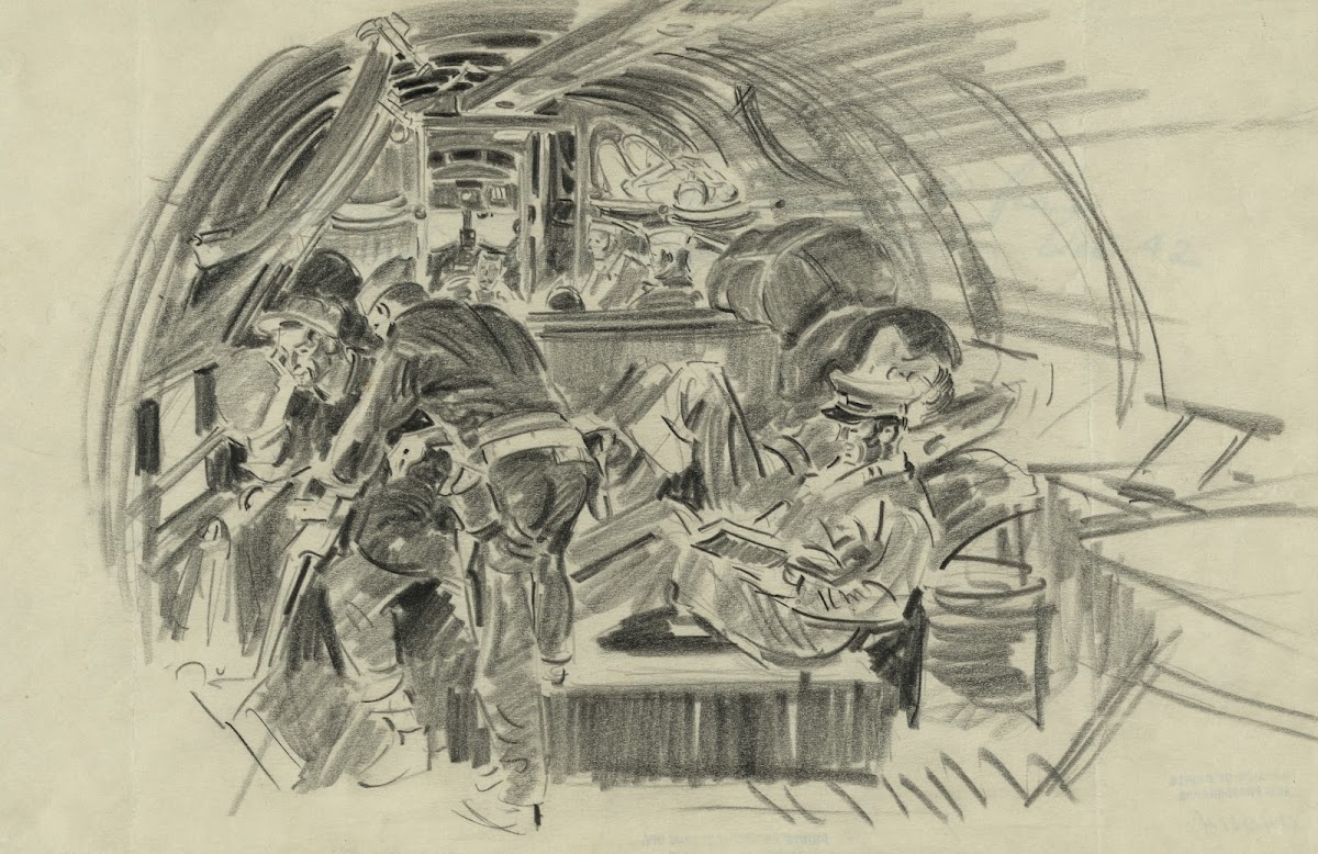 Sketched on a C 47 transport from New Caledonia to Espiritu Santo Dec 42 1942