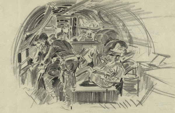 Sketched on a C 47 transport from New Caledonia to Espiritu Santo Dec 42 1942