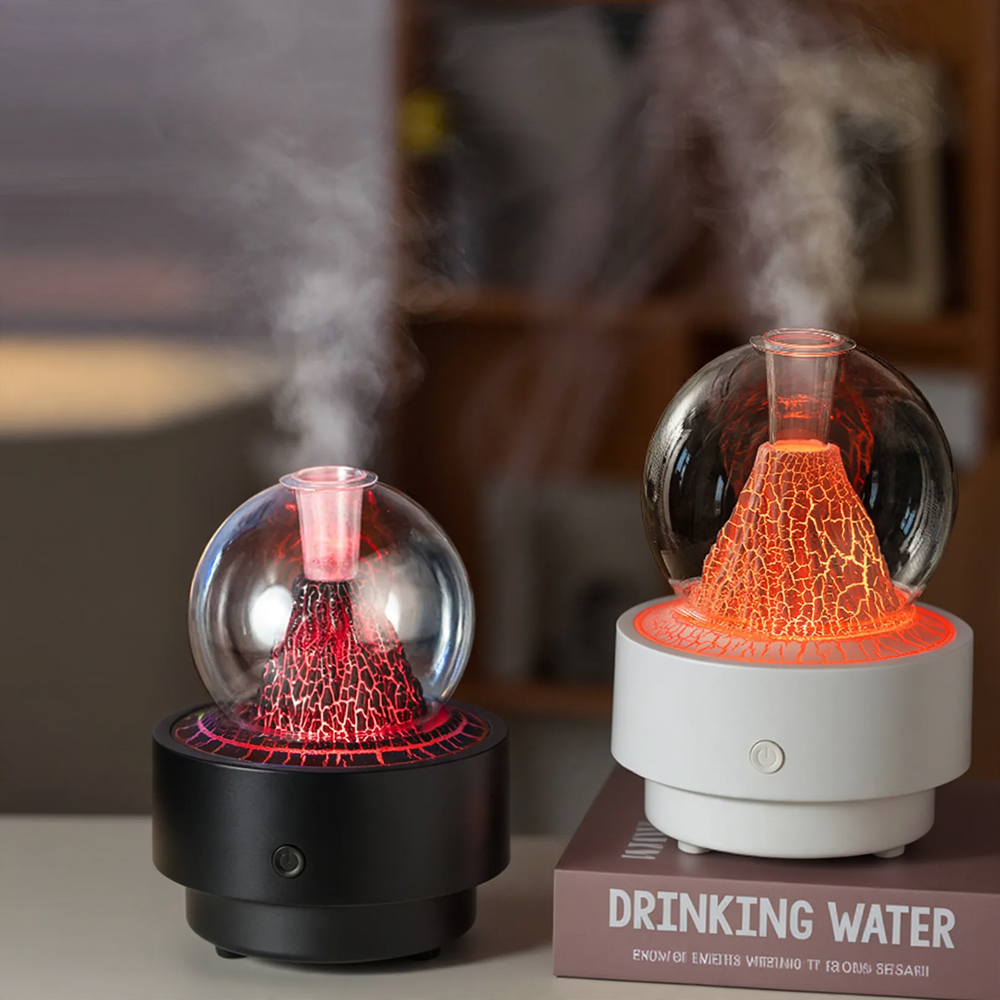 Volcano Aromatherapy Diffuser with Flame Effect, Model LA-0657-1