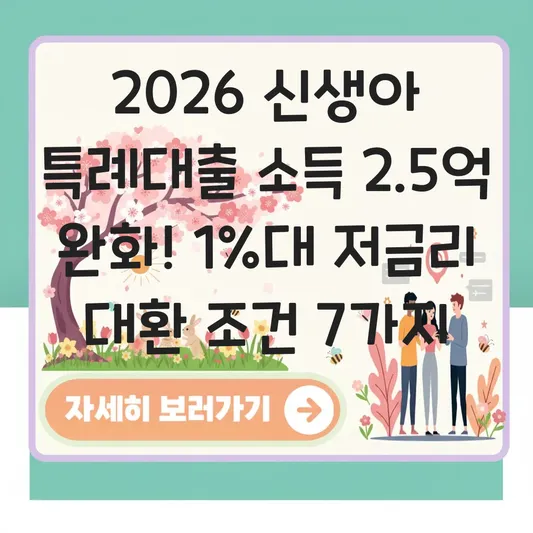 2026 신생아 특례대출 부부 합산 소득 요건 완화 및 1%대 저금리 대환 조건 대표 이미지