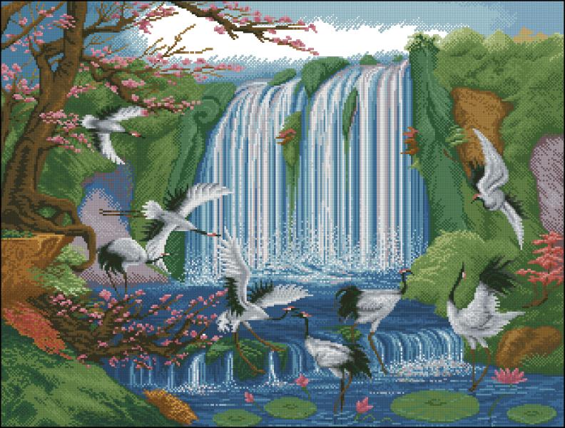 CMP 320022 Waterfall With Storks
